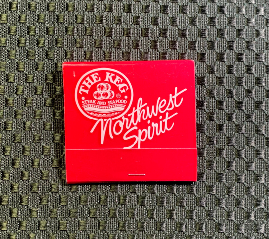 Vintage Matchbook, The Keg, Steak & Seafood, Restaurant, Washington, Northwest Spirit, with All 28 Match Sticks, Free Ship in Usa