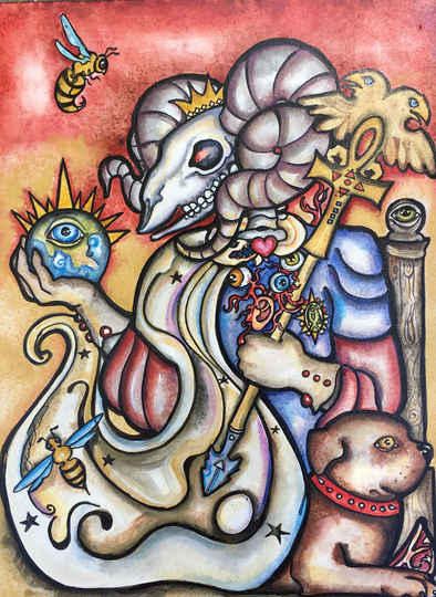 Elemental Fortune Tarot - 4 The Emperor Metallic Art Print Major Arcana By Lisa Luree Bonediva