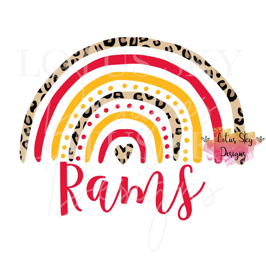 Rams Leopard Print Rainbow | Ready To Press Sublimation Heat Design Transfer