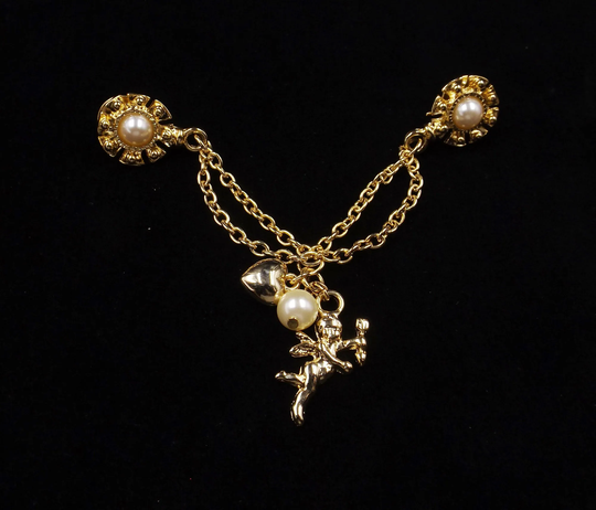 Victorian Reproduction Chain Swag Chatelaine Brooch