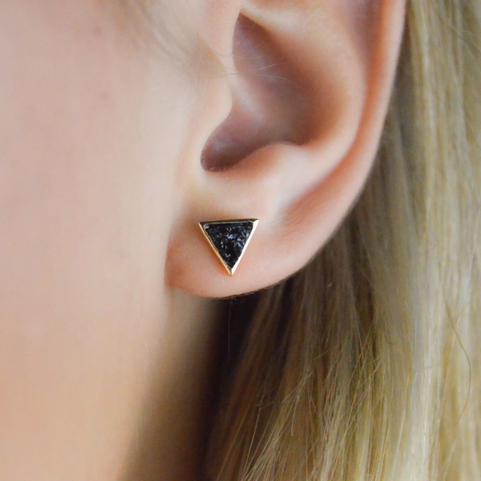 Minimalist Triangle Stud Earrings, Tiny Dainty Everyday Small Gold Art Deco Gift For Her