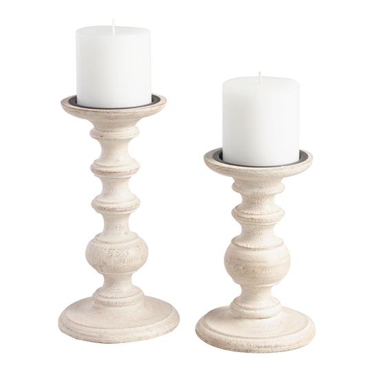 White Wood Pillar Candle Holder by World Market