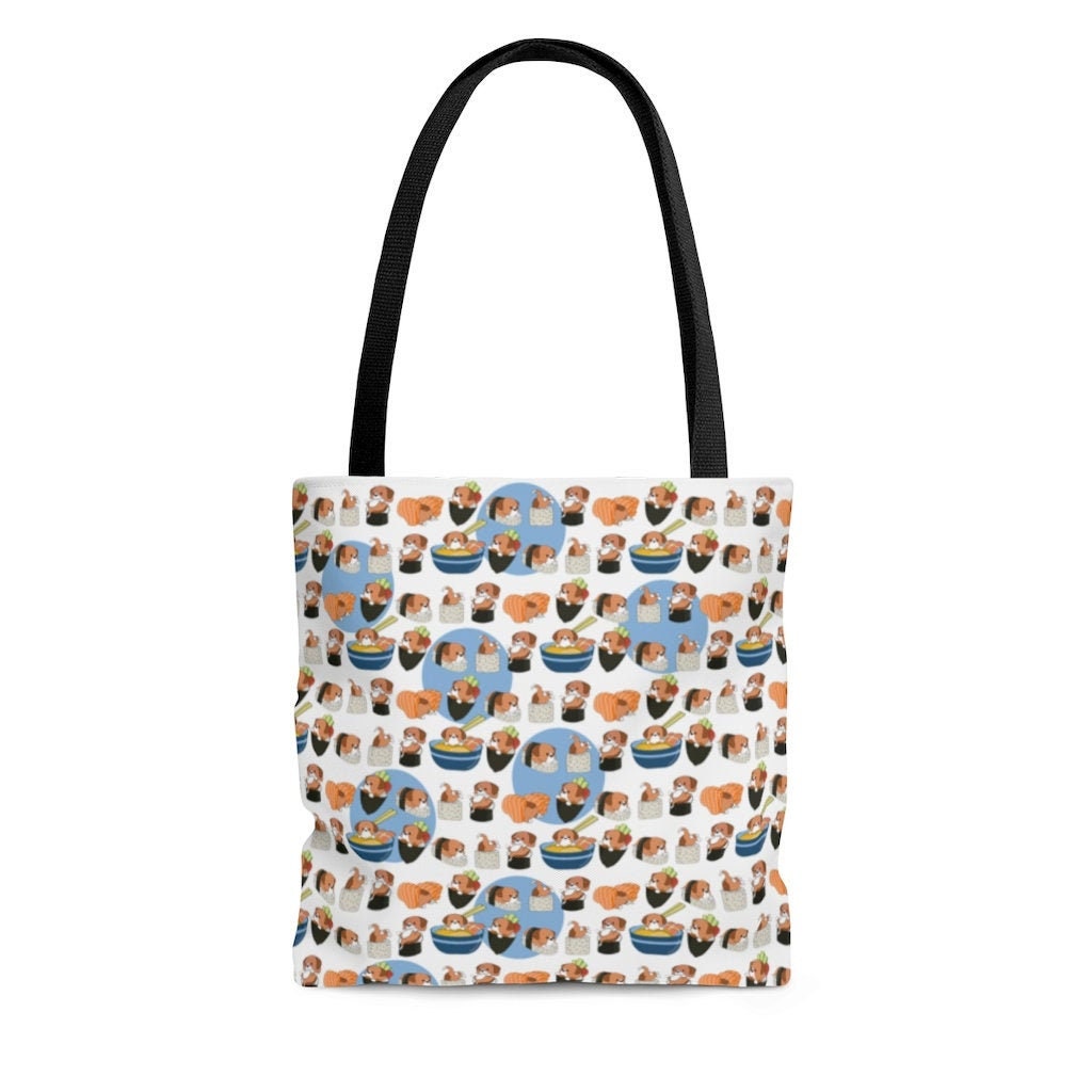 Beagle Tote Bag Chubby Funny Sushi & Ramen Original Art By Bark&run