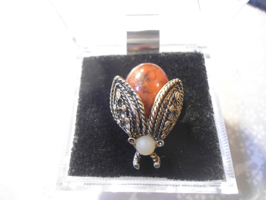 1 Vintage Antique Brass Ladybug Adjustable Goldplated Ring