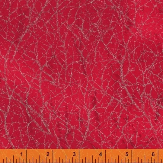 Diamond Dust By Windham Fabrics - Red Tonal Blender With Silver Metallic Whistler Studios 51394-1 -100% Quilting Cotton Cut Continuously