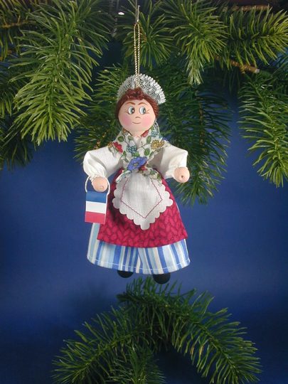 French Girl Clothespin Ornament/French Traditional Costume/