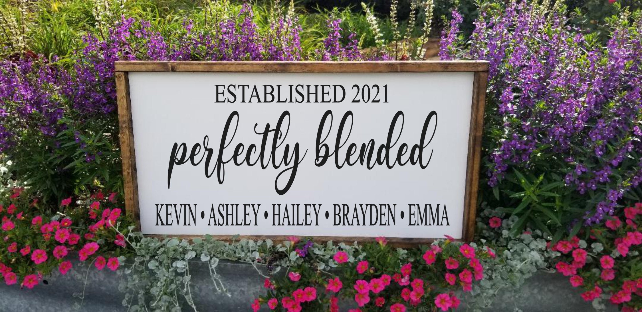 Perfectly Blended Family Sign, Personalized Step Family, Established Wood Signs, Wall Decor, Farmhouse Sign