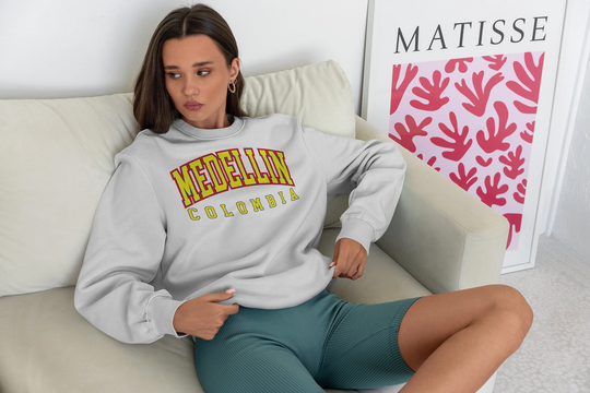 Medellin Colombia Unisex Heavy Blend Crewneck Sweatshirt, Varsity Lettering, College Grad Gifts