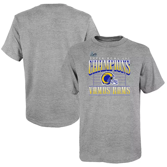 Youth Fanatics Branded Heathered Gray Los Angeles Rams Super Bowl LVI Champions Game Plan Hometown T-Shirt, Boy's, Size: YTH Small, Grey
