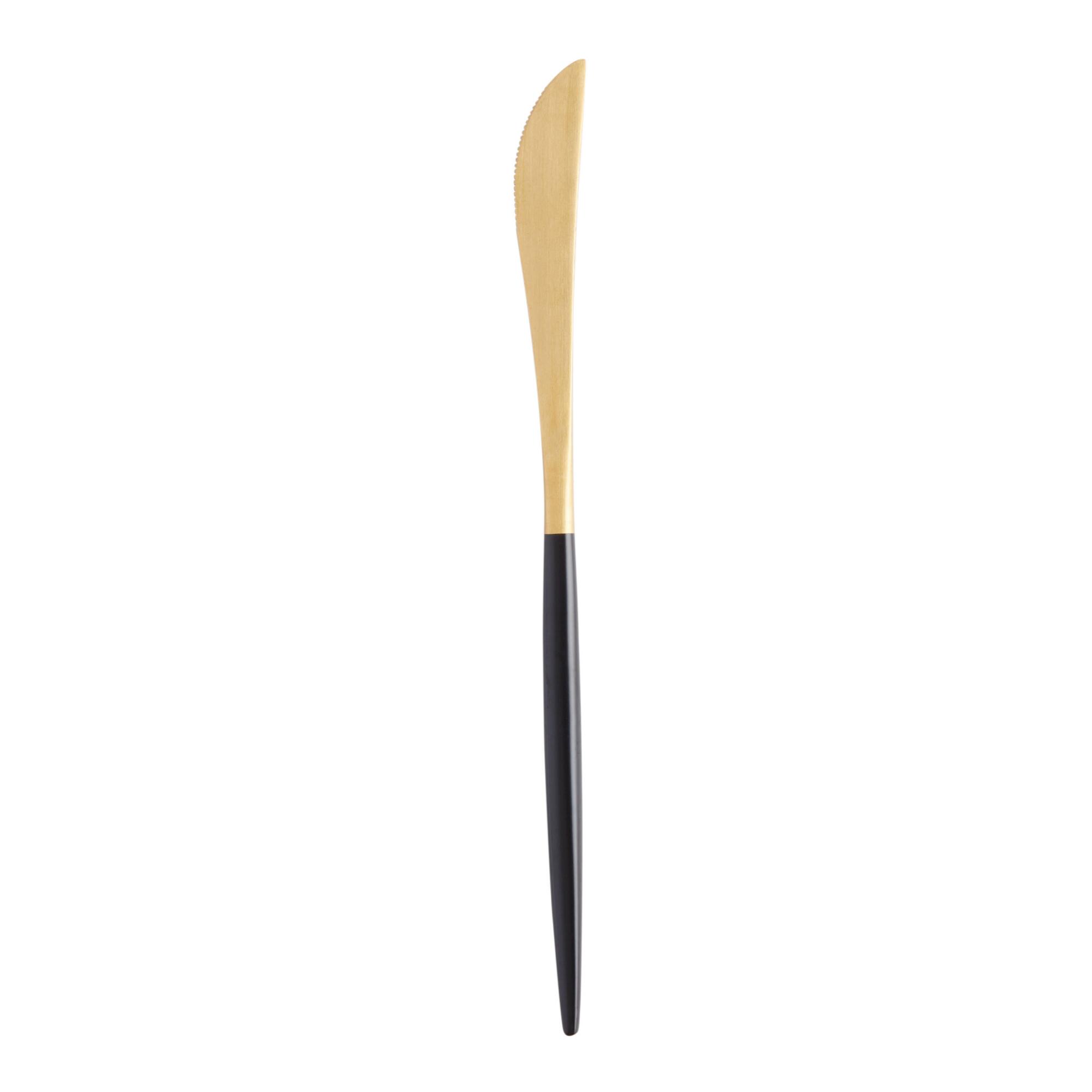 Black And Gold Shay Dinner Knives Set Of 6: Black/Gold by World Market
