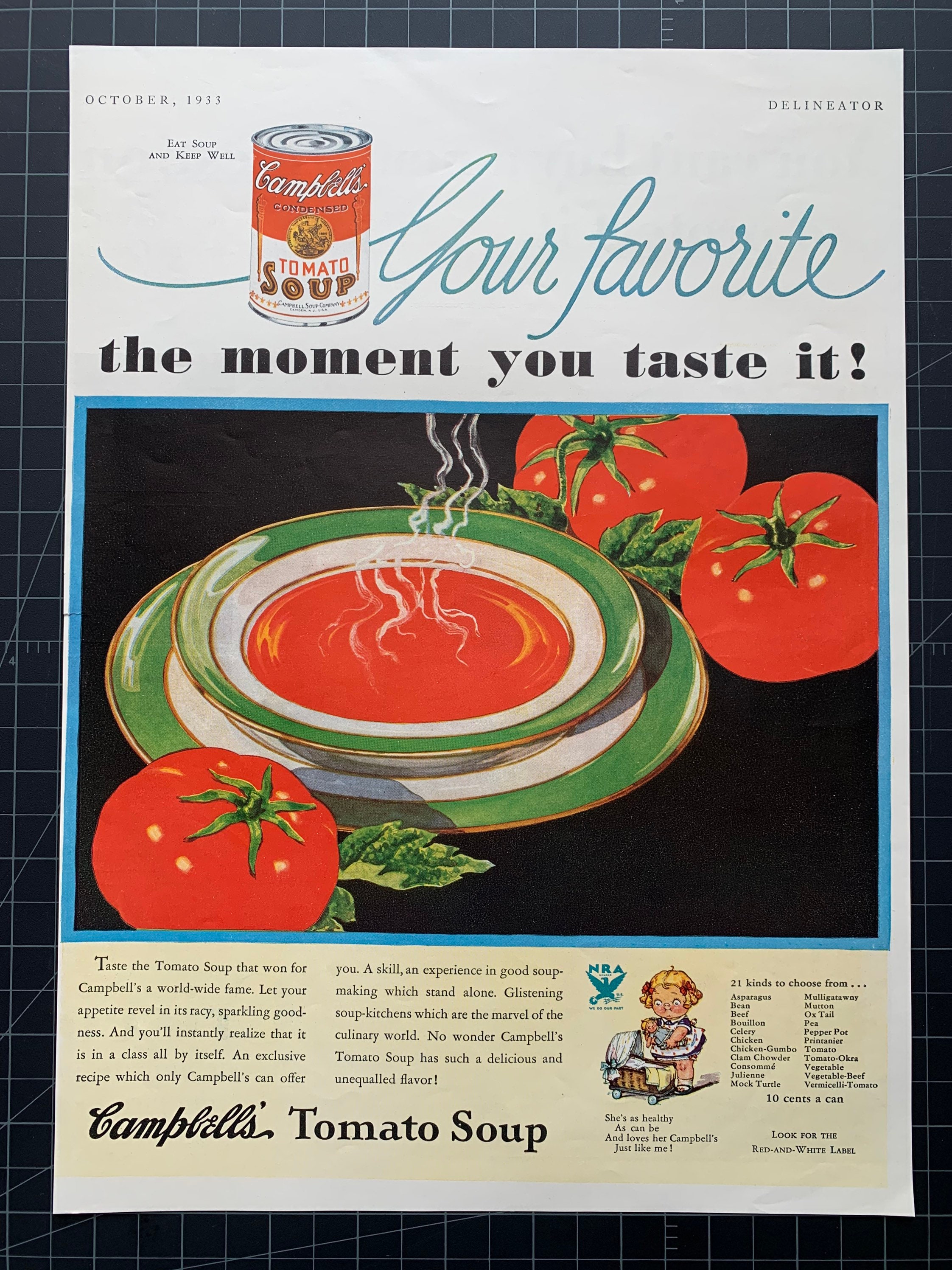 Vintage 1933 Campbell's Tomato Soup Print Ad