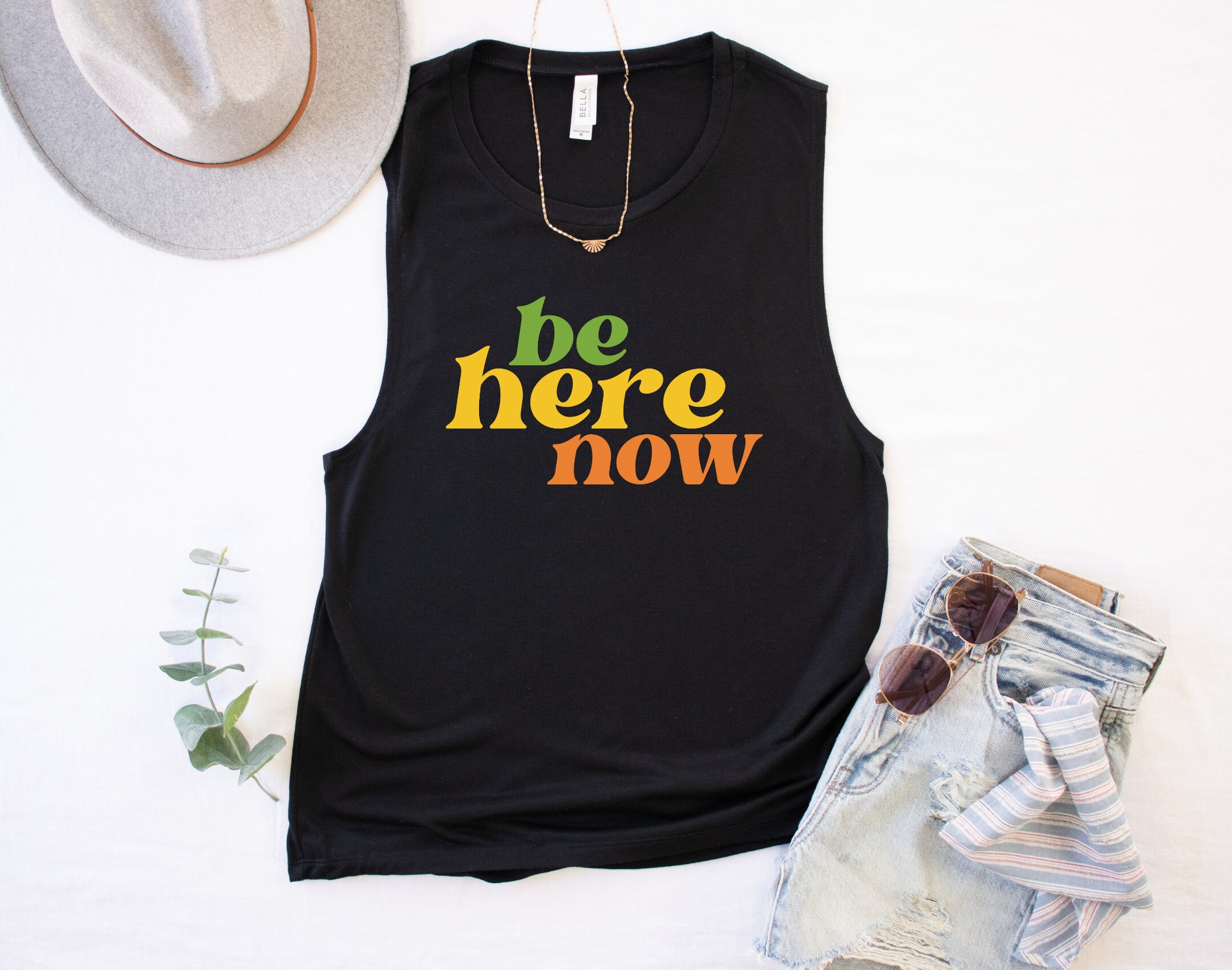 Be Here Now Tank, Yoga Graphic Retro Ram Dass, Workout Tank, Graphic Shirt, Boho Tee, Hippie Positive Tee