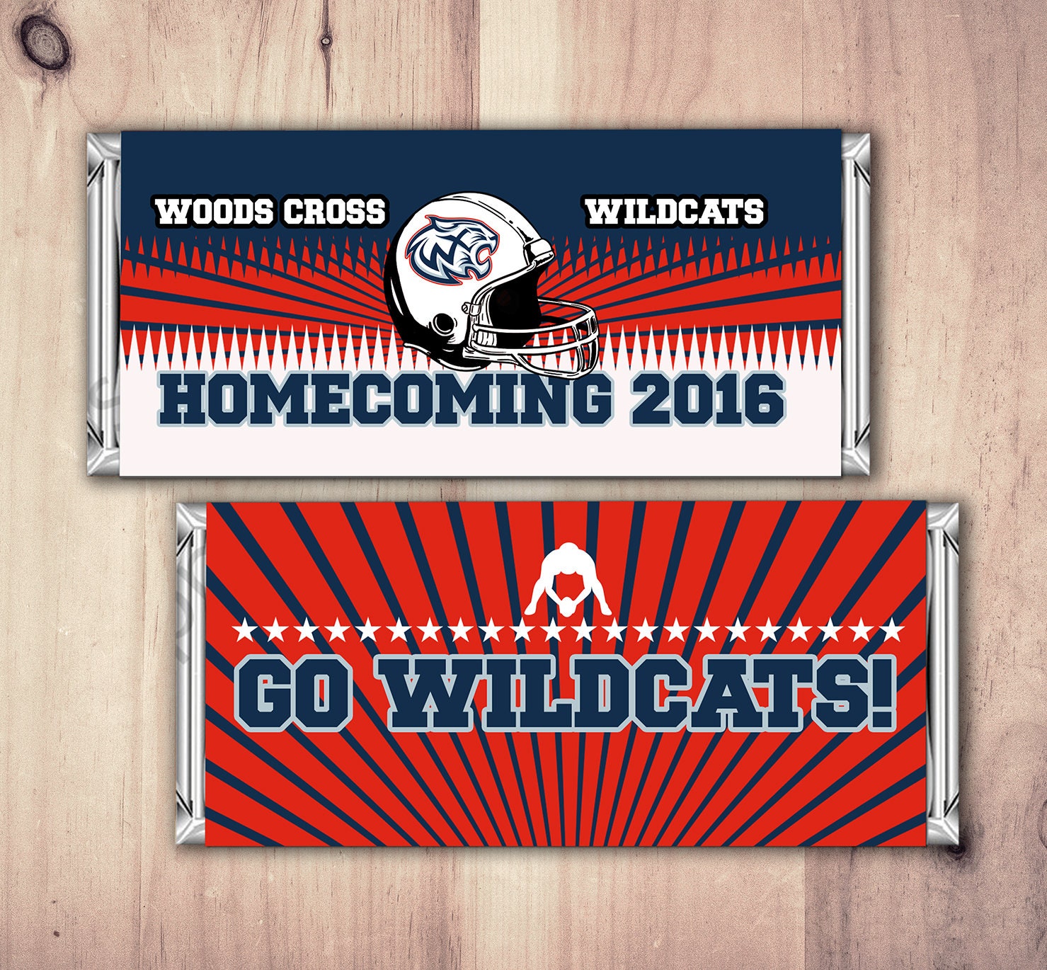 Personalized Football Candy Bar Wrapper - Printable Candy With Your Team Colors & Message Gifts, Homecoming