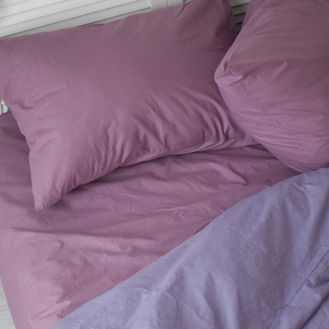 100% Cotton Pillowcase in Violet. Handmade Pillow Case Organic Slip Cover Natural Custom Sham European Us Sizes