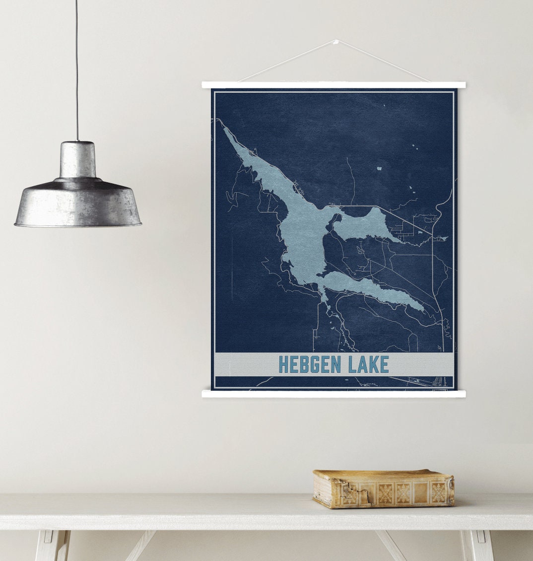 Hebgen Lake Montana Map Print | Magnetic Poster Frame Printed Marketplace