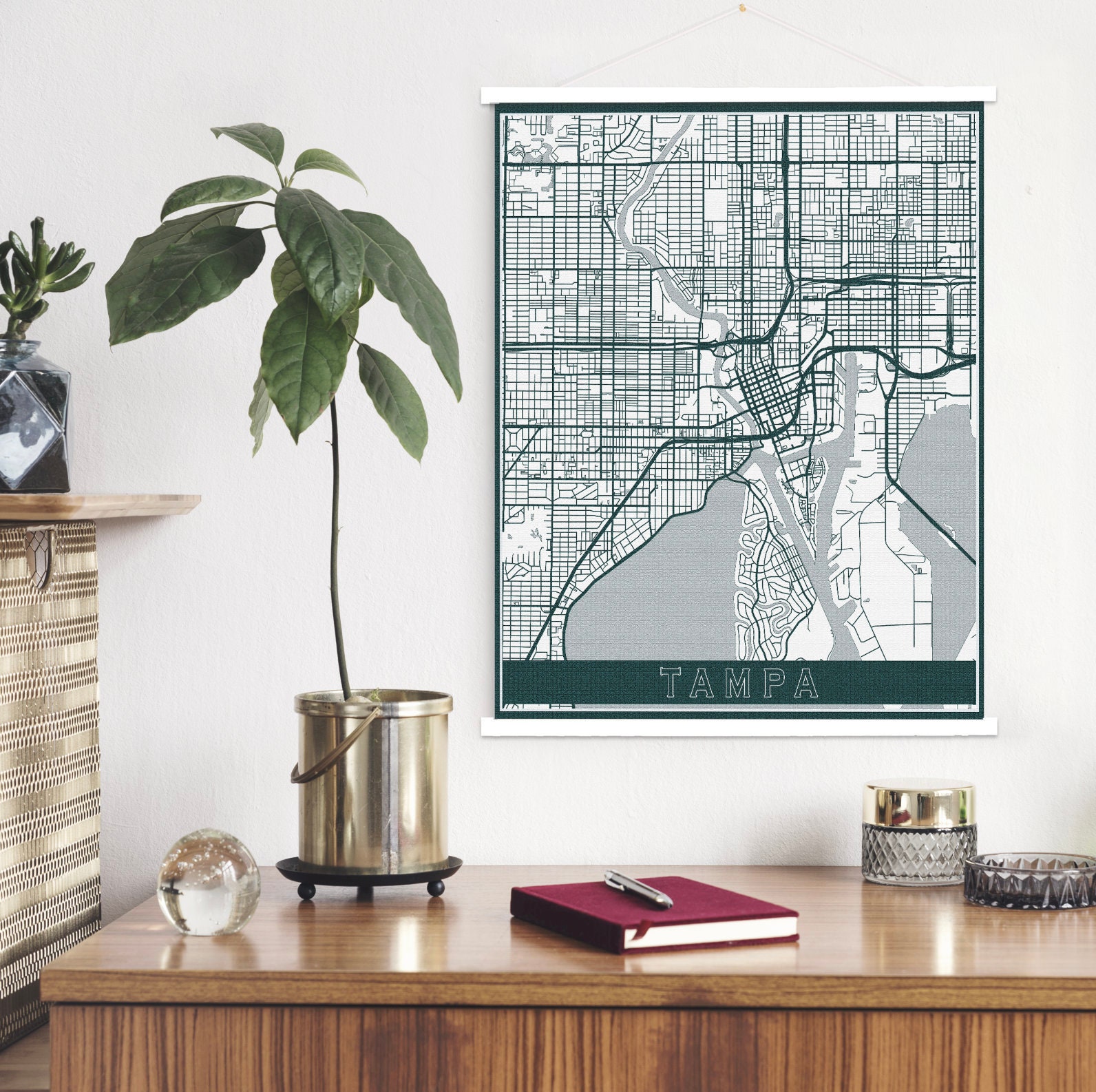 Tampa Florida Street Map | Hanging Canvas Of Printed Marketplace