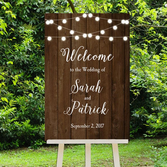 Wedding Welcome Printable Or Printed With Free Shipping - Wood & Lights Collection