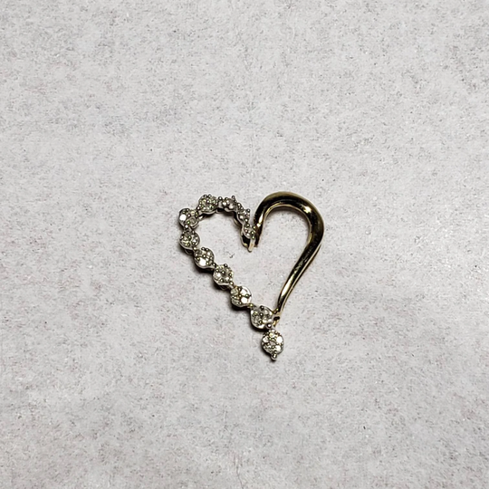 Diamond Heart 10K Pendant/Love Yellow Gold Gift For Her