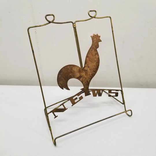 Metal Cook Book Holder Rooster News Stand Wire Home Decor Country Farmhouse