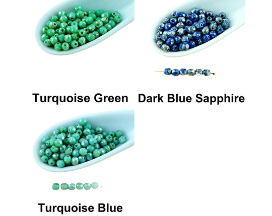 100Pcs Silver Picasso Opaque Round Faceted Fire Polished Czech Glass Beads Small Spacer 3mm