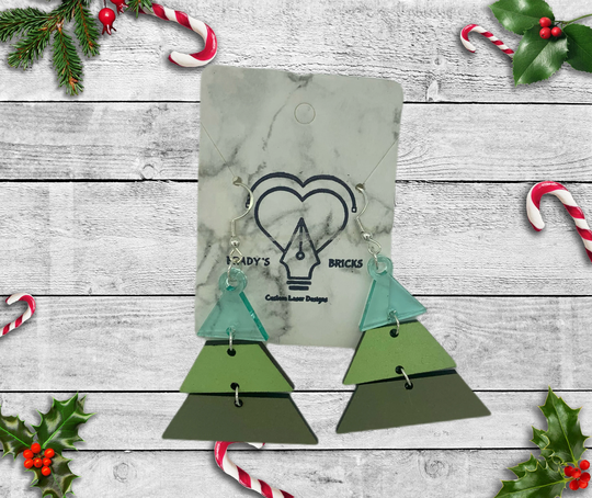 xmas Tree Earrings/Dangle Merry Christmas 3 Piece Earring Pine Party