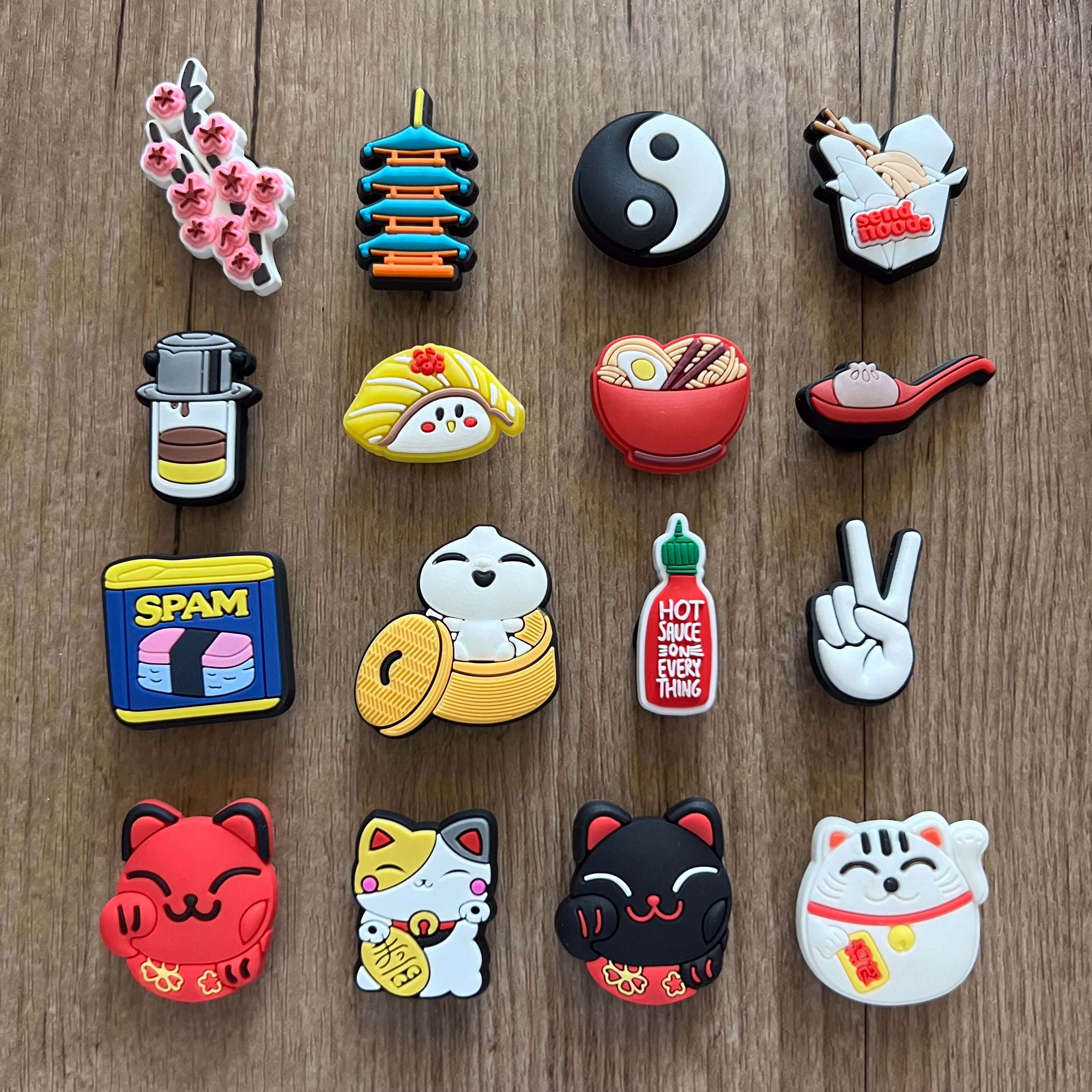 Asian Croc Charms - Food Shoe Charm Ramen Clips Cherry Blossom Crocs Accessories Perfect Birthday Gift