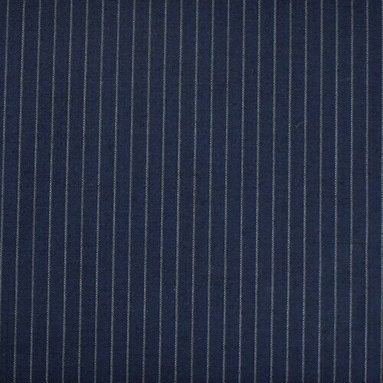 Navy/White Wool/Mohair Blend Woven Striped Suiting, Fabric By The Yard