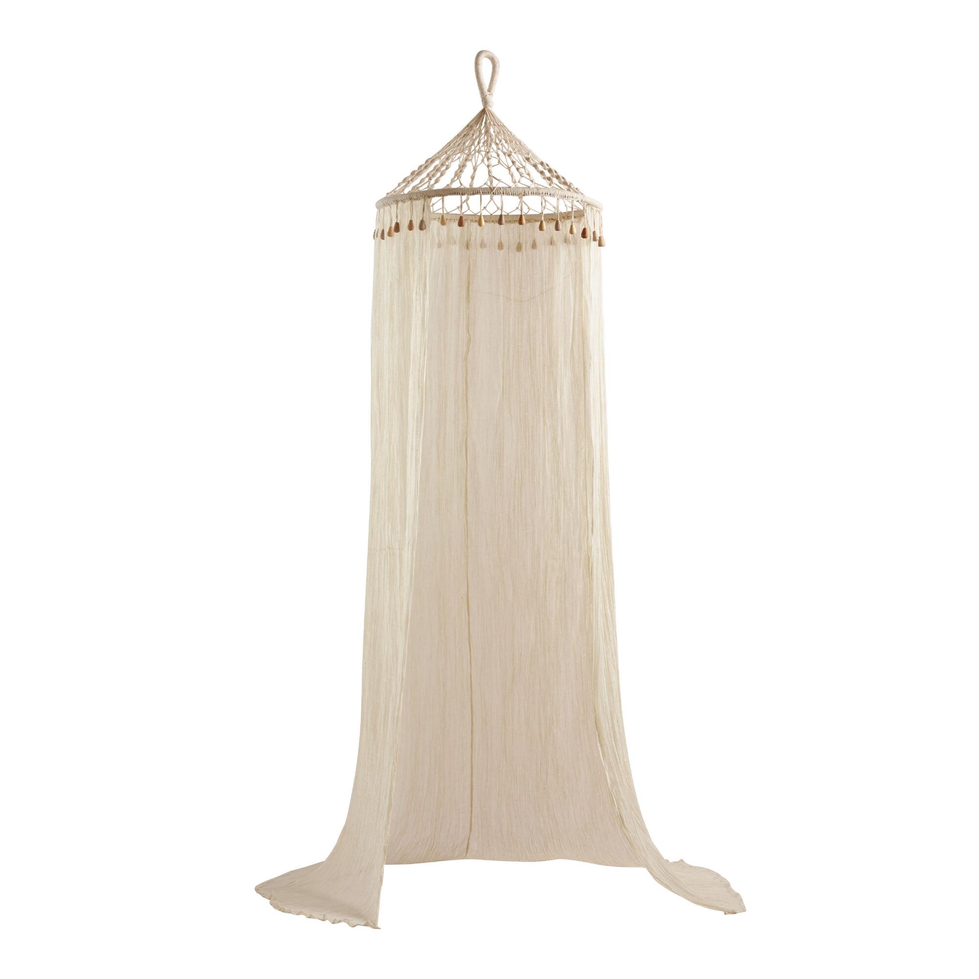 Boho Sheer Cotton Macrame Canopy: White by World Market