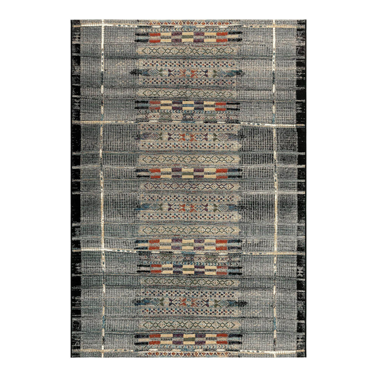 Gray and Multicolor Global Stripe Indoor Outdoor Patio Rug by World Market