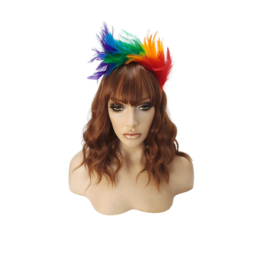 Rainbow Colored Flapper Feather Fascinator Headband For Tea Parties Weddings