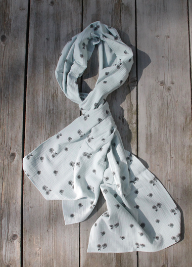 Scarf With Bycicle Print, Soft Cotton Shawl Tweed Ride, Vintage Cycle Print Scarf, Light Blue Shawl, Bycicles, Penny Farthing
