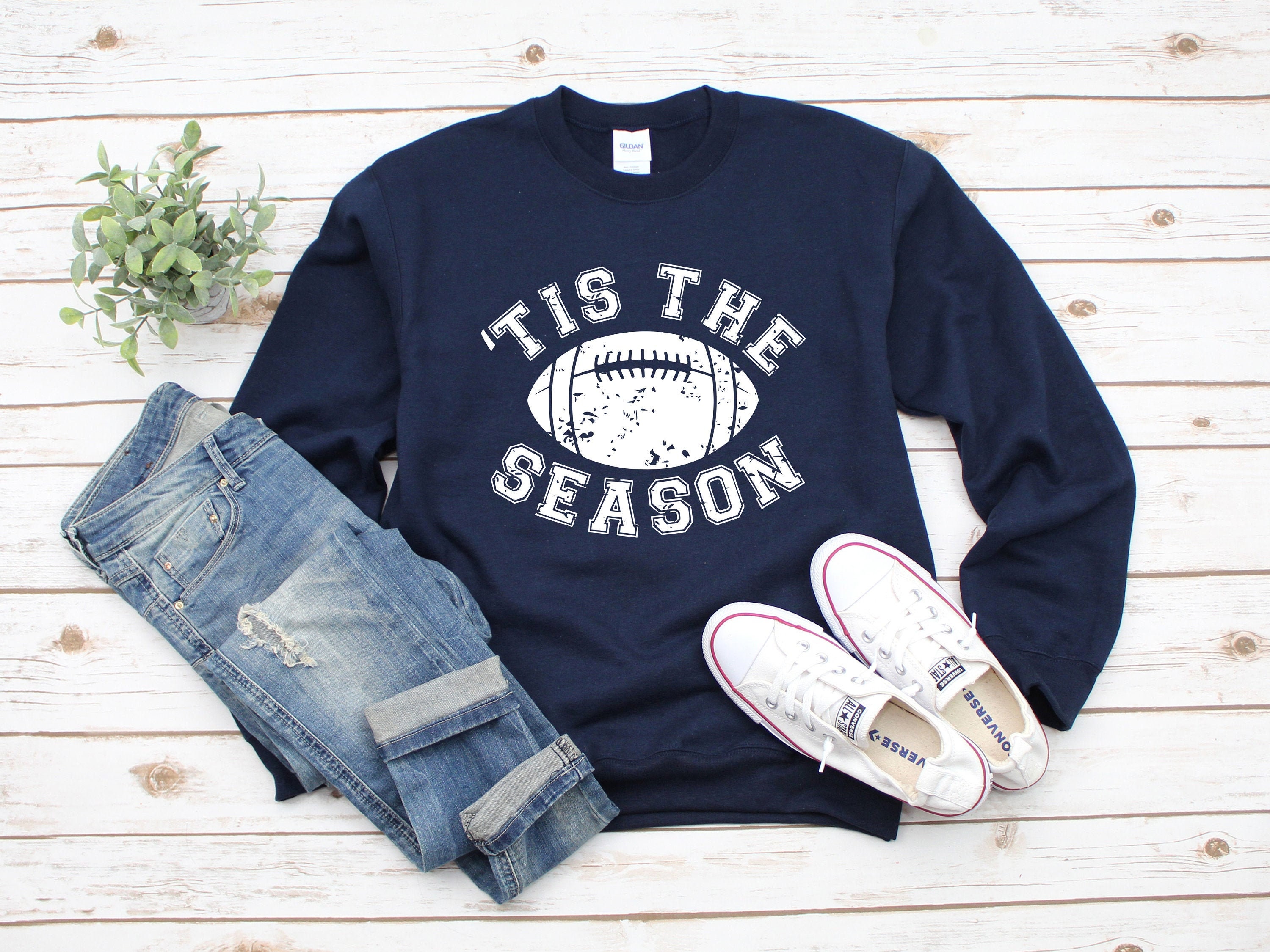 Football Season Distressed Heavy Blend Crewneck Sweatshirt, Mom, Game Day Sweater, Funny Gameday Sweater