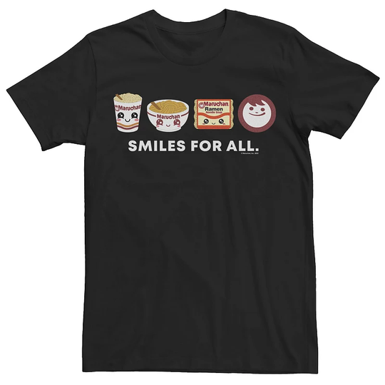 Men's Maruchan Smiles For All Chibi Logo Tee, Size: Large, Black