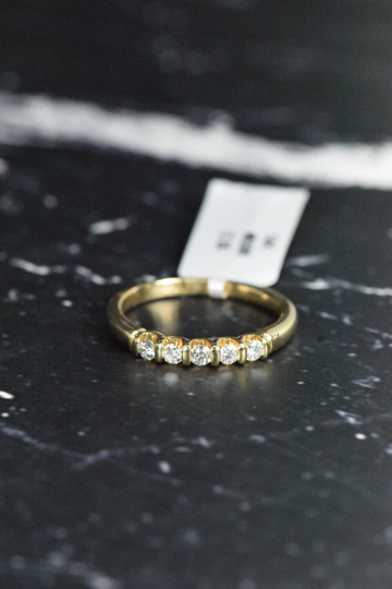 14K Yellow Gold Diamond Stackable Dainty Minimalist Band Ring