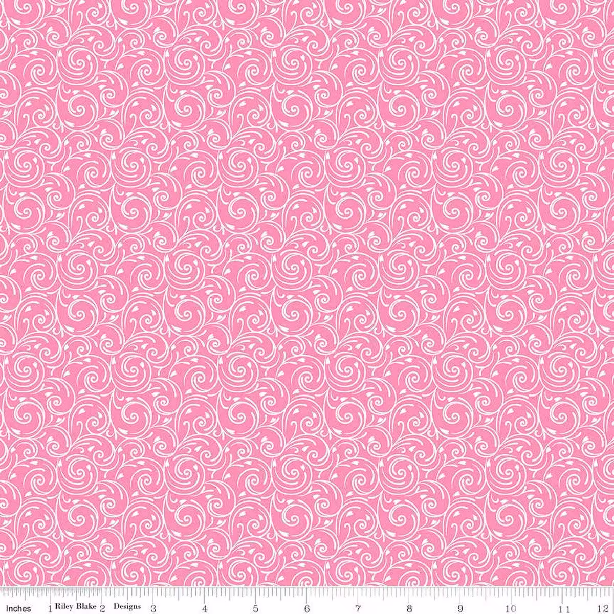 Pink Swirl Fabric, Riley Blake Falling in Love C11282 Pink, Dani Mogstad, & White Quilt Fabric By The Yard, Cotton Blender