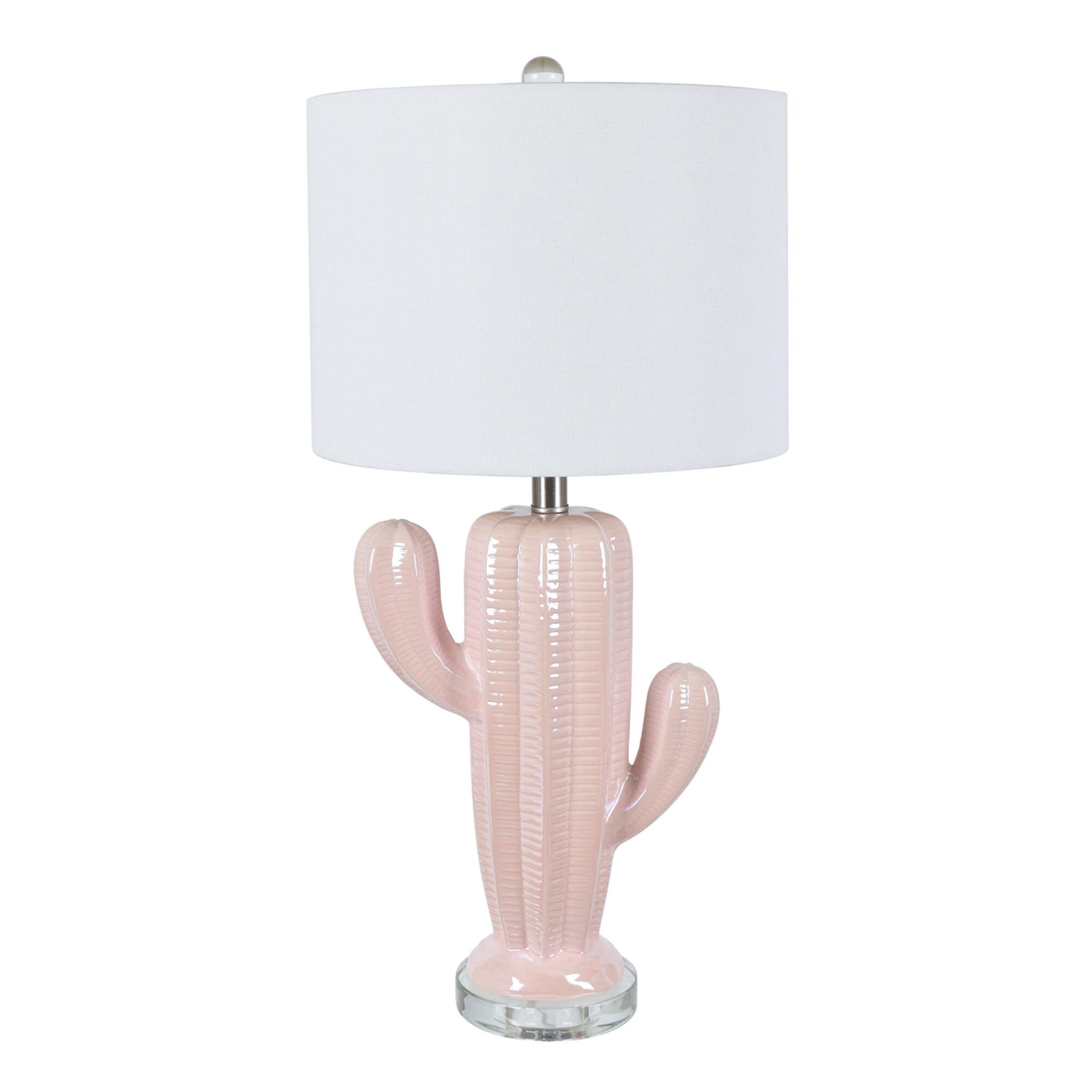 Pink Pearl Ceramic Cactus Table Lamp by World Market