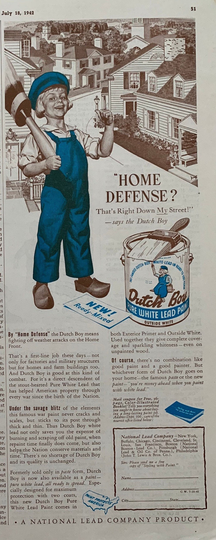 Vintage 1942 Dutch Boy Lead Paint Ad, Ww2 Ad
