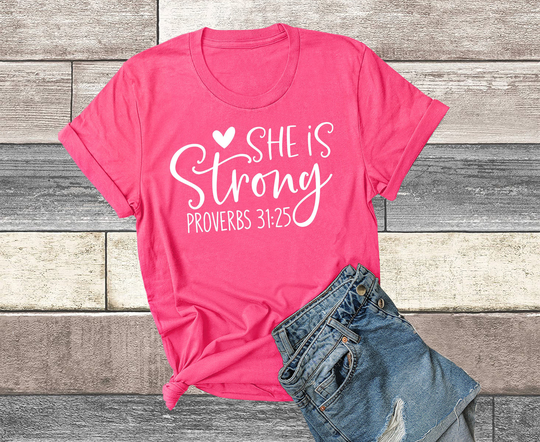 She Is Strong Shirt, Christian Shirts, Jesus Shirt, Faith Religious Inspirational Tee, Gifts
