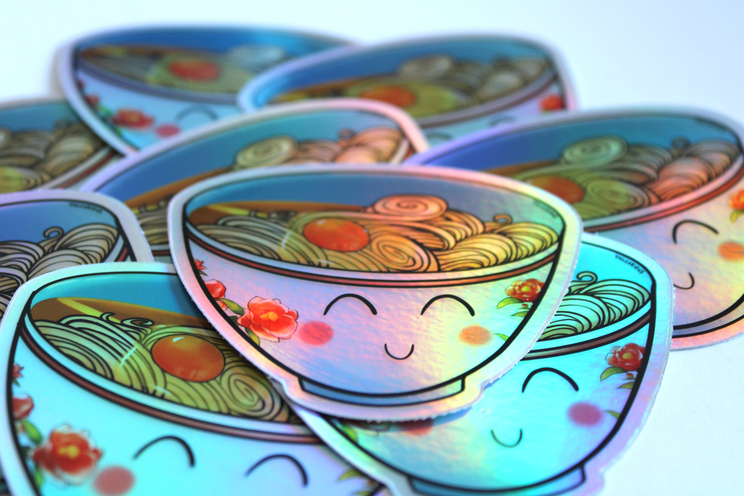 Happy Ramen Sticker, Holographic