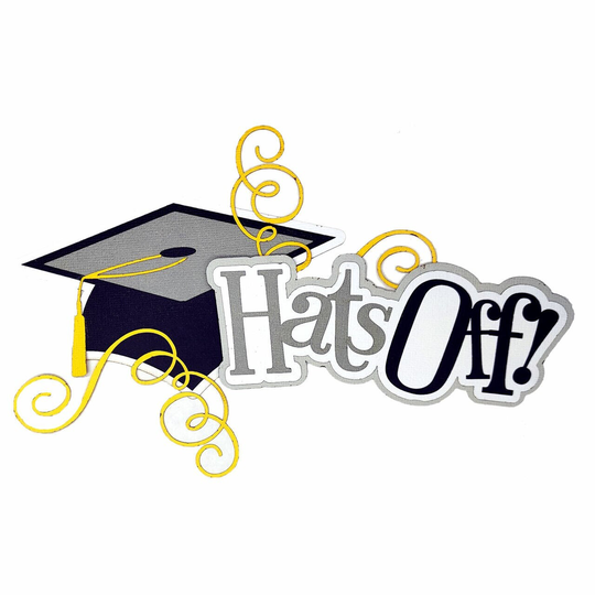 The Graduate Collection 3.5 X 7 Hats Off Title & Graduation Cap Fully-Assembled Laser Cut Scrapbook Embellishments By Ssc Designs