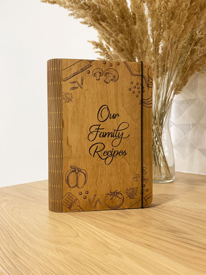 Custom Christmas Gift, Family Cookbook, Wood Recipe Book, 5Th Anniversary Gift For Wife Mother in Law For Her