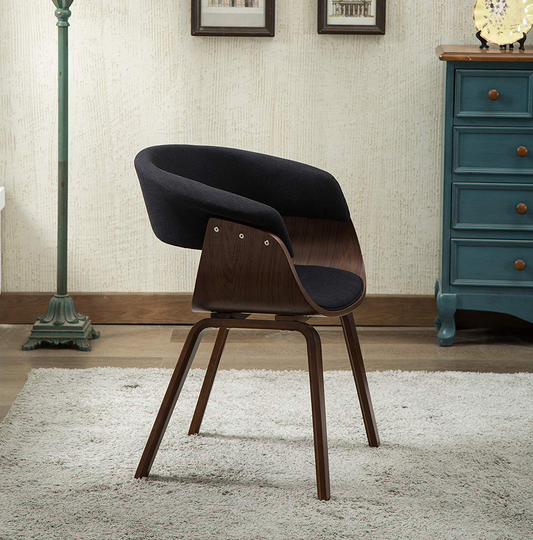 Clihome Dining Chair Contemporary/Modern Polyester/Polyester Blend Upholstered Arm Chair (Wood Frame) in Black | ZB-PH-1008-1-BK