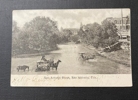 1907 Postcard San Antonio Texas River Crossing Horse & Buggy