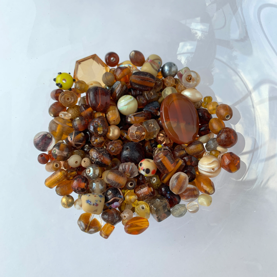 Lenora Dame Raw Materials Upcycled Bead Soup Mix in Brown Tones - Jewelry Making Supplies 4x4-Inch Bag