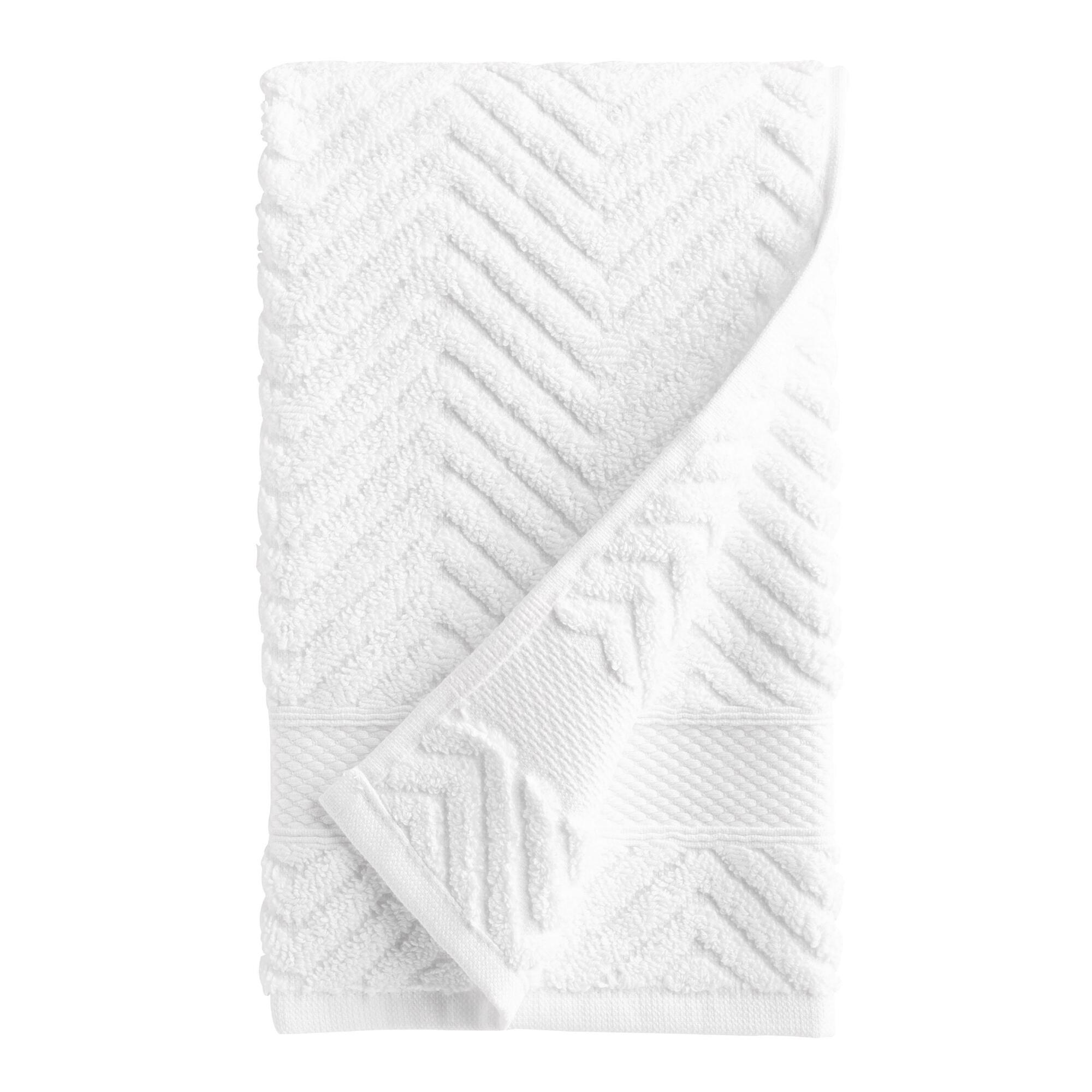 White Chevron Spa Hand Towel - Cotton by World Market