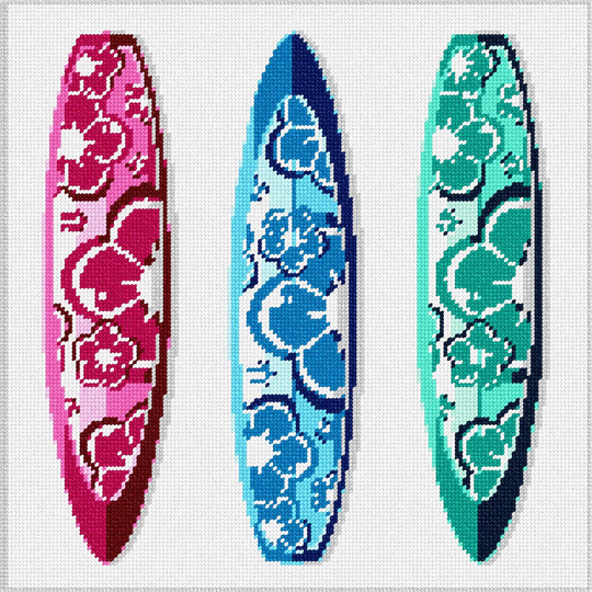 Needlepoint Kit Or Canvas Floral Surfboards
