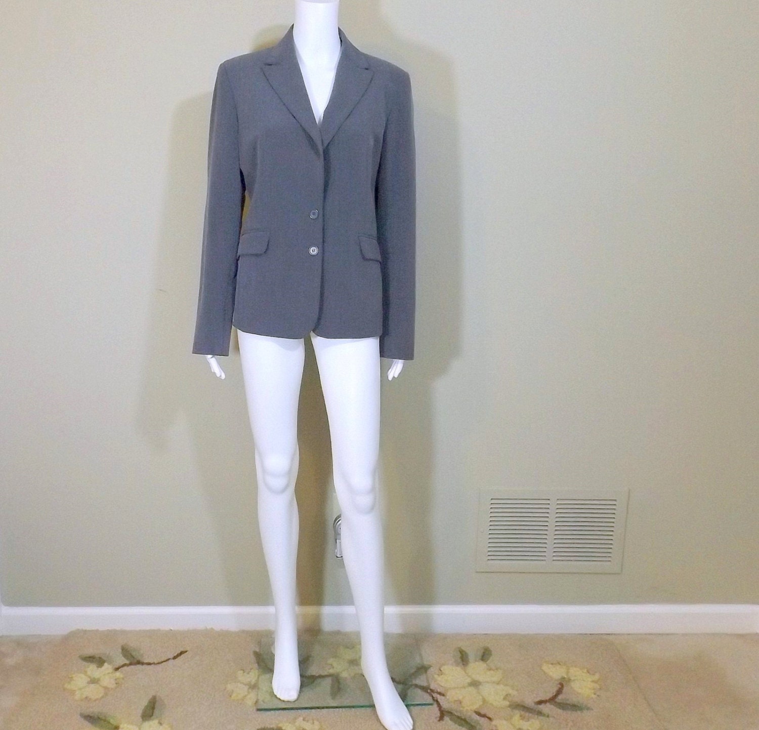 Apostrophe Medium Gray Spandex Blend Blazer Size 12