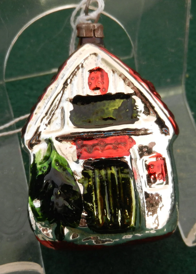 Handblown Glass House Christmas Ornaments 1950S