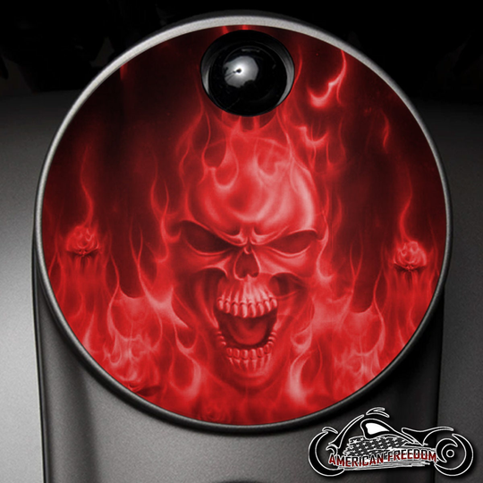 Harley Davidson Custom Made Fuel Console Door 1992-2022 Ultra, Street Glide, Road Electra, Cvo, Tri Glide, Flame Skull Red