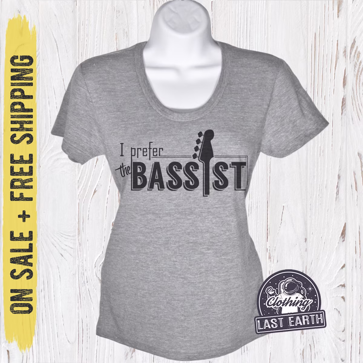 Womens Large Bassist Shirt - Tri Blend Athletic Gray Musician Gift, Band Shirt, On Sale Free Shipping